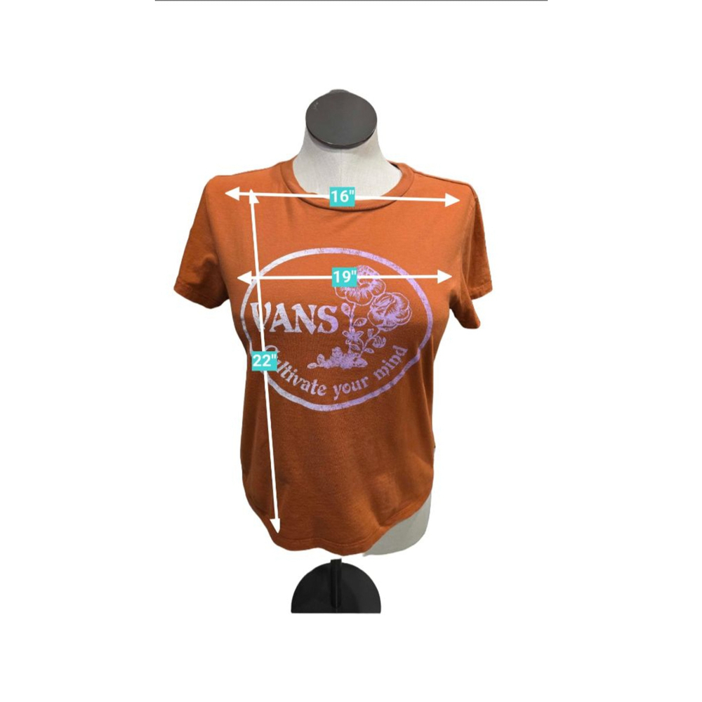 Women's Vans Brown/ Orange Graphic Tee Shirt Size L - Picture 5 of 6